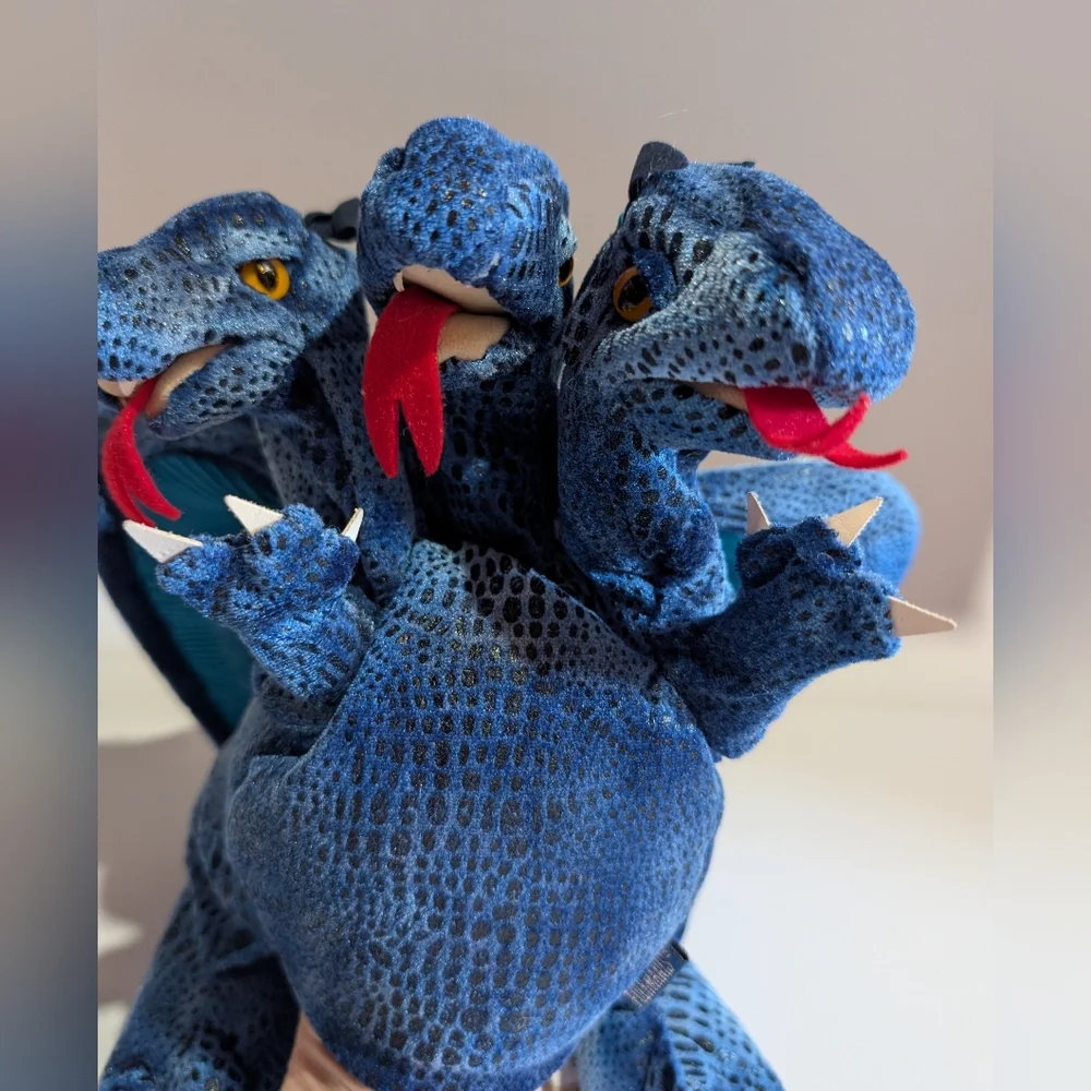Folkmanis Blue Three Headed Dragon Plush Hand Puppet Wings - Picture 3 of 12